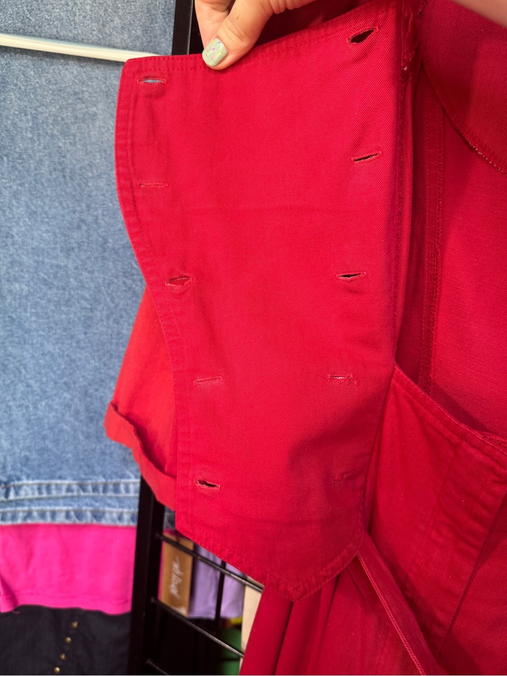VTG 80's Karen Alexander Red Buckles & Buttons Jumpsuit - Picture 8 of 15